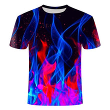 high quality fashion sales Men's New Summer T-shirt With Round Neck Short Sleeve Blue green red purple Flame 3D Printed Top