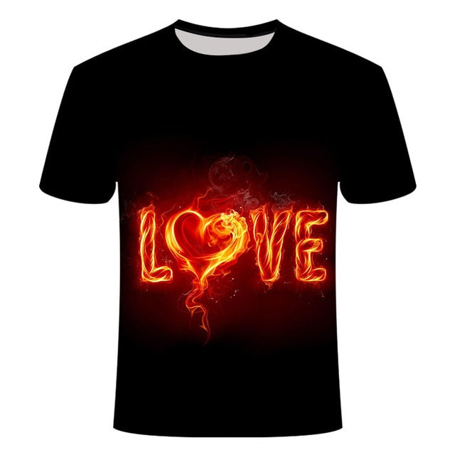 high quality fashion sales Men's New Summer T-shirt With Round Neck Short Sleeve Blue green red purple Flame 3D Printed Top