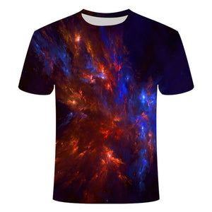 high quality fashion sales Men's New Summer T-shirt With Round Neck Short Sleeve Blue green red purple Flame 3D Printed Top