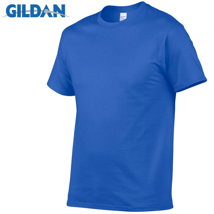 Gildan Brand Hot Sale Men's Summer 100% Cotton T-Shirt Men Casual Short Sleeve O-Neck T Shirt Comfortable Solid Color Tops Tees