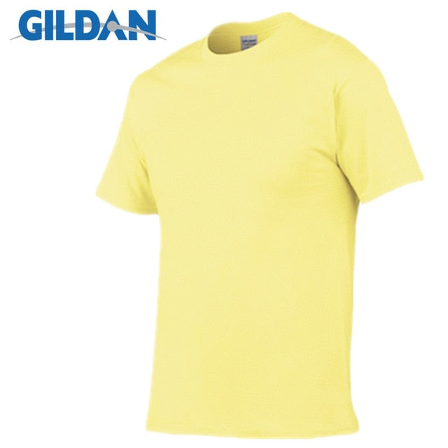 Gildan Brand Hot Sale Men's Summer 100% Cotton T-Shirt Men Casual Short Sleeve O-Neck T Shirt Comfortable Solid Color Tops Tees