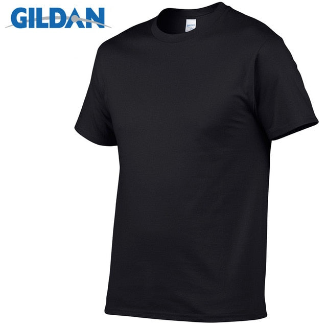 Gildan Brand Hot Sale Men's Summer 100% Cotton T-Shirt Men Casual Short Sleeve O-Neck T Shirt Comfortable Solid Color Tops Tees