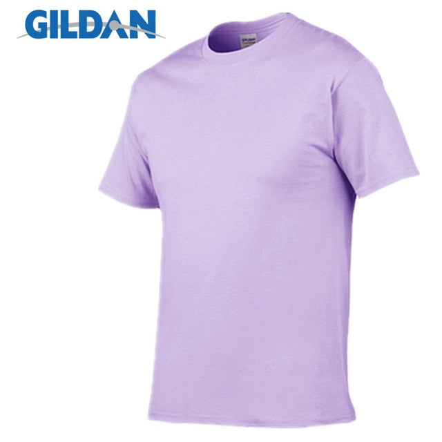 Gildan Brand Hot Sale Men's Summer 100% Cotton T-Shirt Men Casual Short Sleeve O-Neck T Shirt Comfortable Solid Color Tops Tees