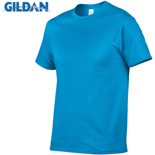 Gildan Brand Hot Sale Men's Summer 100% Cotton T-Shirt Men Casual Short Sleeve O-Neck T Shirt Comfortable Solid Color Tops Tees