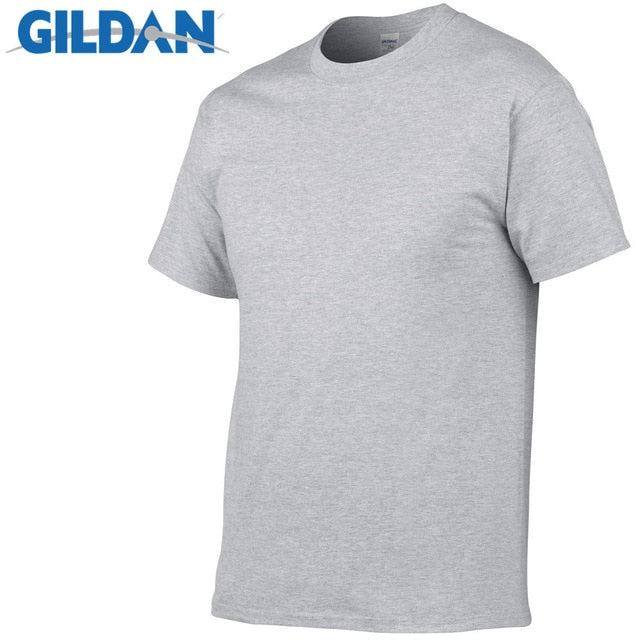 Gildan Brand Hot Sale Men's Summer 100% Cotton T-Shirt Men Casual Short Sleeve O-Neck T Shirt Comfortable Solid Color Tops Tees