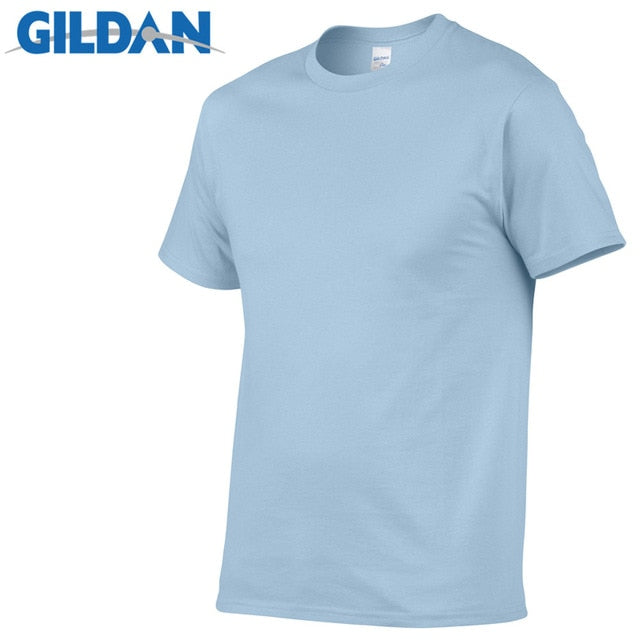 Gildan Brand Hot Sale Men's Summer 100% Cotton T-Shirt Men Casual Short Sleeve O-Neck T Shirt Comfortable Solid Color Tops Tees