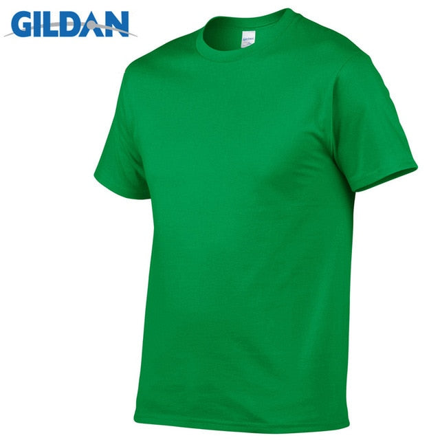Gildan Brand Hot Sale Men's Summer 100% Cotton T-Shirt Men Casual Short Sleeve O-Neck T Shirt Comfortable Solid Color Tops Tees