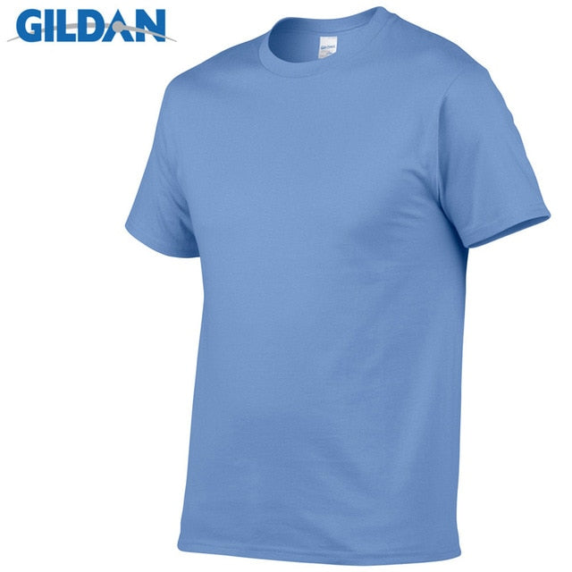 Gildan Brand Hot Sale Men's Summer 100% Cotton T-Shirt Men Casual Short Sleeve O-Neck T Shirt Comfortable Solid Color Tops Tees