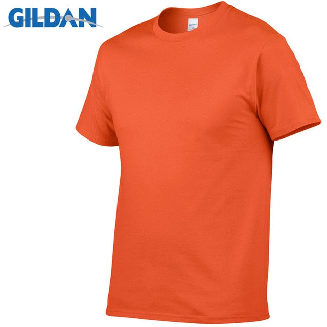 Gildan Brand Hot Sale Men's Summer 100% Cotton T-Shirt Men Casual Short Sleeve O-Neck T Shirt Comfortable Solid Color Tops Tees