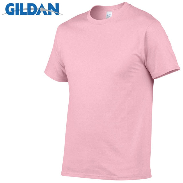 Gildan Brand Hot Sale Men's Summer 100% Cotton T-Shirt Men Casual Short Sleeve O-Neck T Shirt Comfortable Solid Color Tops Tees
