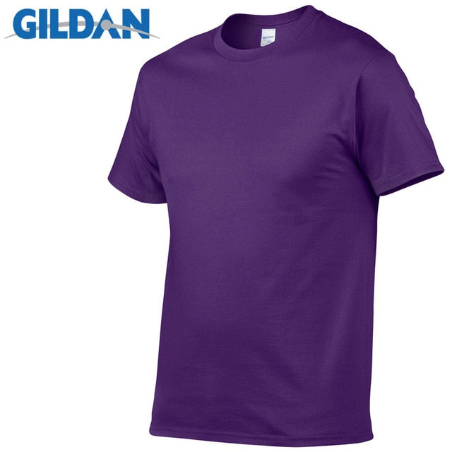 Gildan Brand Hot Sale Men's Summer 100% Cotton T-Shirt Men Casual Short Sleeve O-Neck T Shirt Comfortable Solid Color Tops Tees