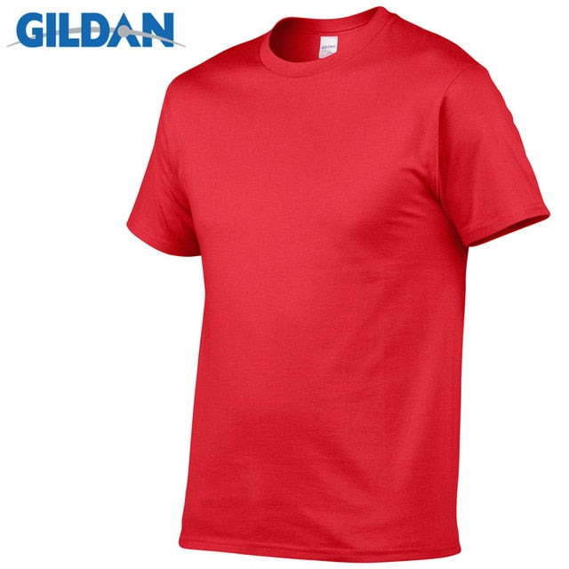 Gildan Brand Hot Sale Men's Summer 100% Cotton T-Shirt Men Casual Short Sleeve O-Neck T Shirt Comfortable Solid Color Tops Tees