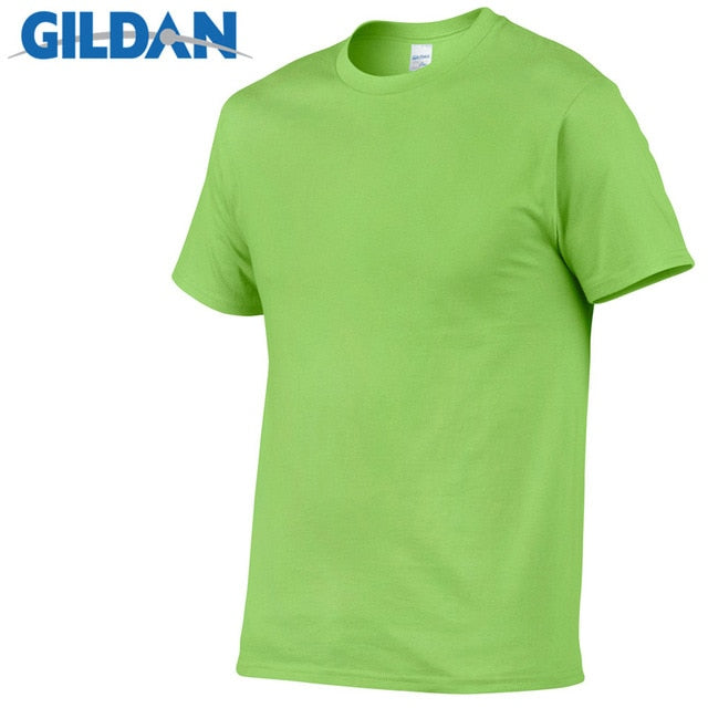 Gildan Brand Hot Sale Men's Summer 100% Cotton T-Shirt Men Casual Short Sleeve O-Neck T Shirt Comfortable Solid Color Tops Tees