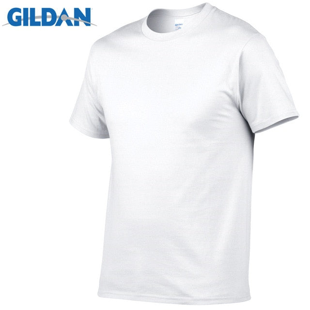 Gildan Brand Hot Sale Men's Summer 100% Cotton T-Shirt Men Casual Short Sleeve O-Neck T Shirt Comfortable Solid Color Tops Tees