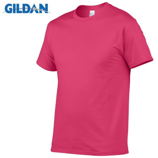 Gildan Brand Hot Sale Men's Summer 100% Cotton T-Shirt Men Casual Short Sleeve O-Neck T Shirt Comfortable Solid Color Tops Tees