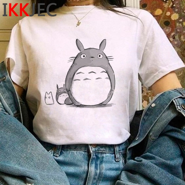 Totoro Studio Ghibli Cute Anime T Shirt Women Harajuku Miyazaki Hayao Kawaii T-shirt Graphic 90s Tshirt Fashion Top Tees Female