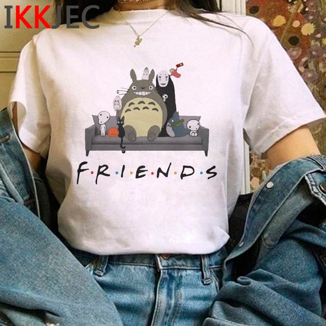 Totoro Studio Ghibli Cute Anime T Shirt Women Harajuku Miyazaki Hayao Kawaii T-shirt Graphic 90s Tshirt Fashion Top Tees Female