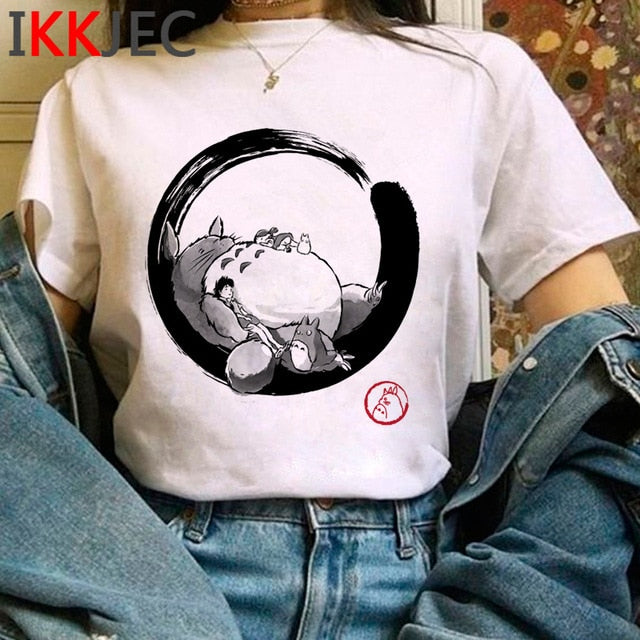 Totoro Studio Ghibli Cute Anime T Shirt Women Harajuku Miyazaki Hayao Kawaii T-shirt Graphic 90s Tshirt Fashion Top Tees Female