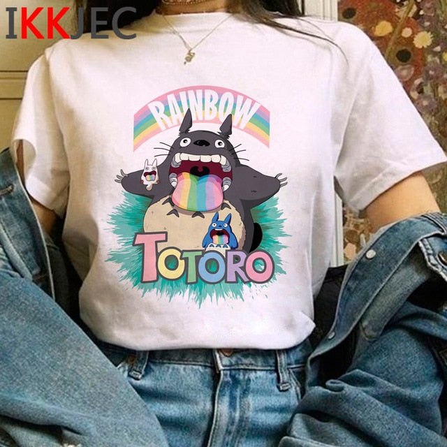 Totoro Studio Ghibli Cute Anime T Shirt Women Harajuku Miyazaki Hayao Kawaii T-shirt Graphic 90s Tshirt Fashion Top Tees Female