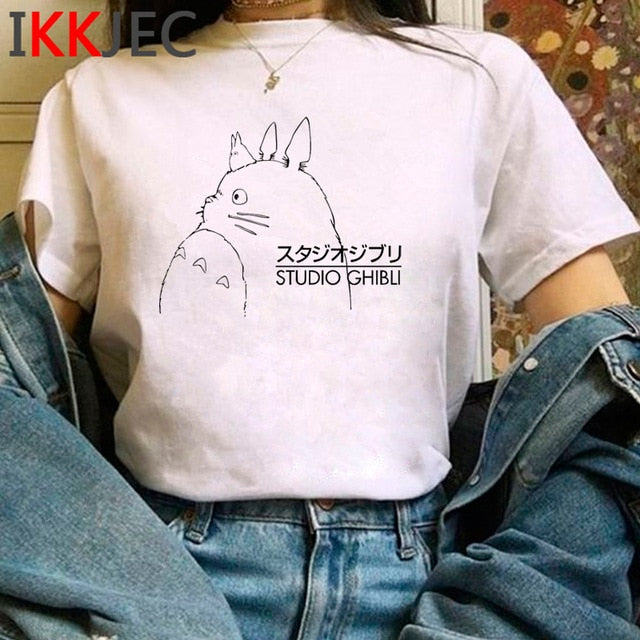 Totoro Studio Ghibli Cute Anime T Shirt Women Harajuku Miyazaki Hayao Kawaii T-shirt Graphic 90s Tshirt Fashion Top Tees Female