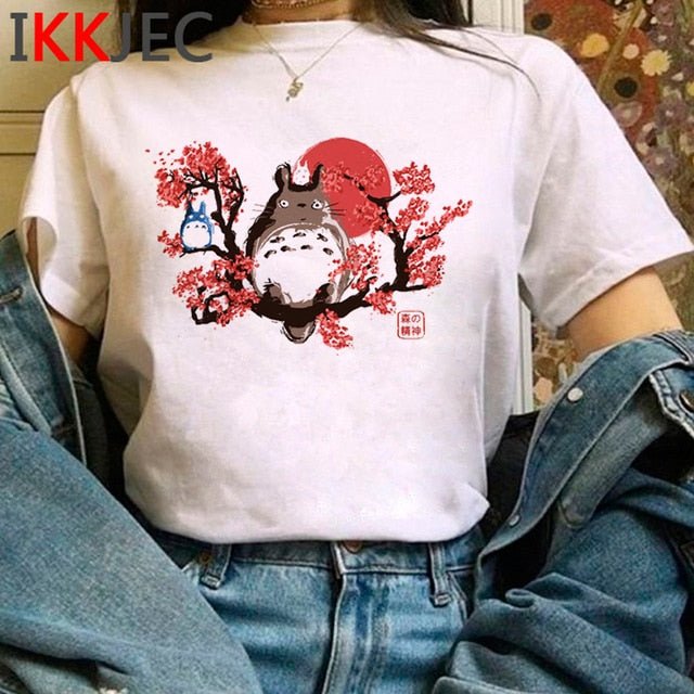 Totoro Studio Ghibli Cute Anime T Shirt Women Harajuku Miyazaki Hayao Kawaii T-shirt Graphic 90s Tshirt Fashion Top Tees Female
