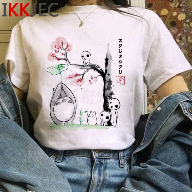 Totoro Studio Ghibli Cute Anime T Shirt Women Harajuku Miyazaki Hayao Kawaii T-shirt Graphic 90s Tshirt Fashion Top Tees Female