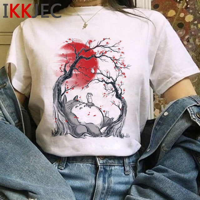 Totoro Studio Ghibli Cute Anime T Shirt Women Harajuku Miyazaki Hayao Kawaii T-shirt Graphic 90s Tshirt Fashion Top Tees Female