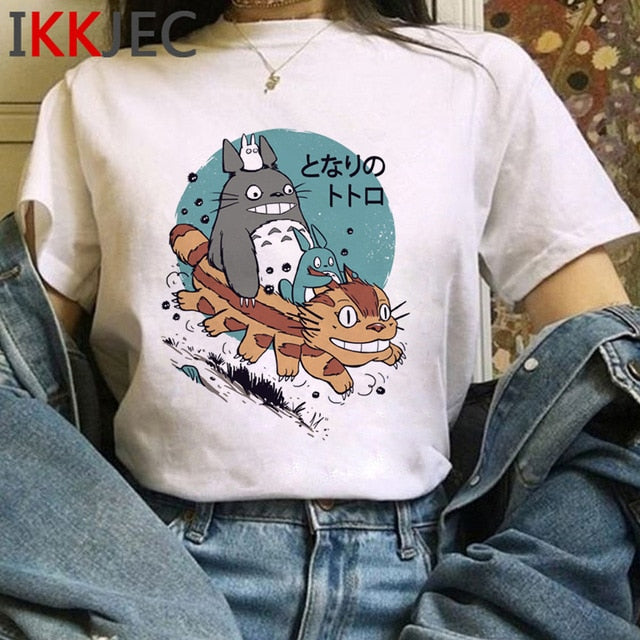 Totoro Studio Ghibli Cute Anime T Shirt Women Harajuku Miyazaki Hayao Kawaii T-shirt Graphic 90s Tshirt Fashion Top Tees Female