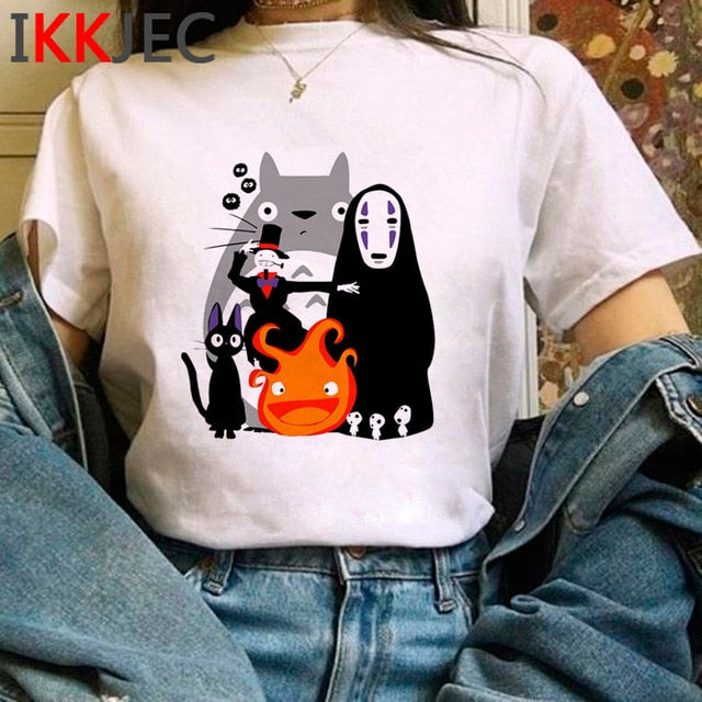 Totoro Studio Ghibli Cute Anime T Shirt Women Harajuku Miyazaki Hayao Kawaii T-shirt Graphic 90s Tshirt Fashion Top Tees Female