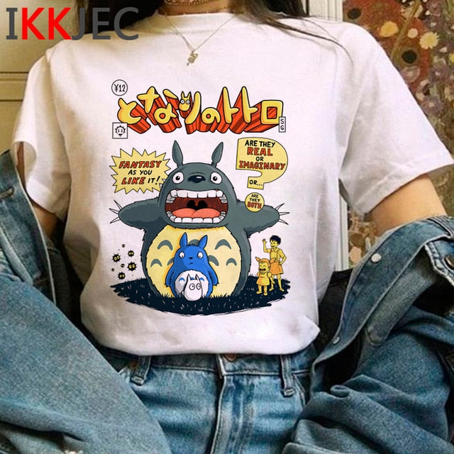 Totoro Studio Ghibli Cute Anime T Shirt Women Harajuku Miyazaki Hayao Kawaii T-shirt Graphic 90s Tshirt Fashion Top Tees Female