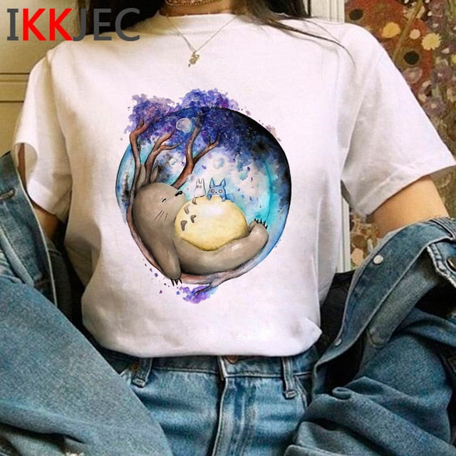 Totoro Studio Ghibli Cute Anime T Shirt Women Harajuku Miyazaki Hayao Kawaii T-shirt Graphic 90s Tshirt Fashion Top Tees Female
