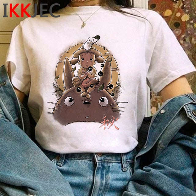 Totoro Studio Ghibli Cute Anime T Shirt Women Harajuku Miyazaki Hayao Kawaii T-shirt Graphic 90s Tshirt Fashion Top Tees Female