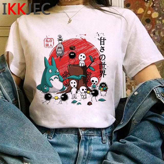 Totoro Studio Ghibli Cute Anime T Shirt Women Harajuku Miyazaki Hayao Kawaii T-shirt Graphic 90s Tshirt Fashion Top Tees Female