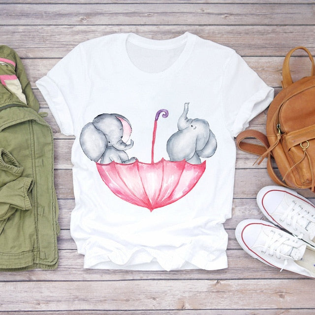 Women 2020 Summer Short Sleeve Floral Flower Fashion Lady T-shirts Top T Shirt Ladies Womens Graphic Female Tee T-Shirt