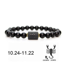 Black stone Beads 12 constellation couple Bracelet Men Bracelets For Women Pulseras Moda Masculina Hombre Man Mens Jewellery