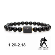 Black stone Beads 12 constellation couple Bracelet Men Bracelets For Women Pulseras Moda Masculina Hombre Man Mens Jewellery