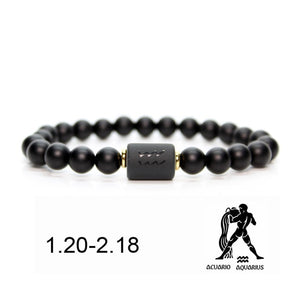 Black stone Beads 12 constellation couple Bracelet Men Bracelets For Women Pulseras Moda Masculina Hombre Man Mens Jewellery