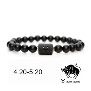 Black stone Beads 12 constellation couple Bracelet Men Bracelets For Women Pulseras Moda Masculina Hombre Man Mens Jewellery