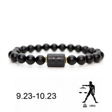 Black stone Beads 12 constellation couple Bracelet Men Bracelets For Women Pulseras Moda Masculina Hombre Man Mens Jewellery