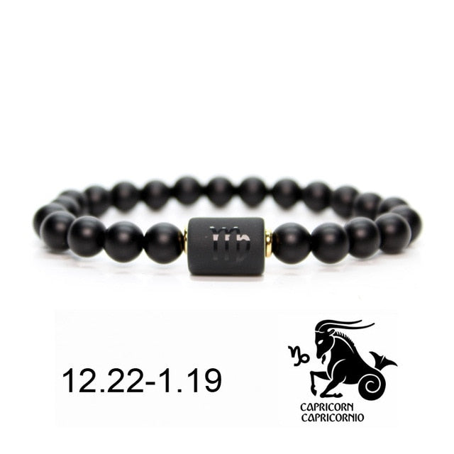 Black stone Beads 12 constellation couple Bracelet Men Bracelets For Women Pulseras Moda Masculina Hombre Man Mens Jewellery