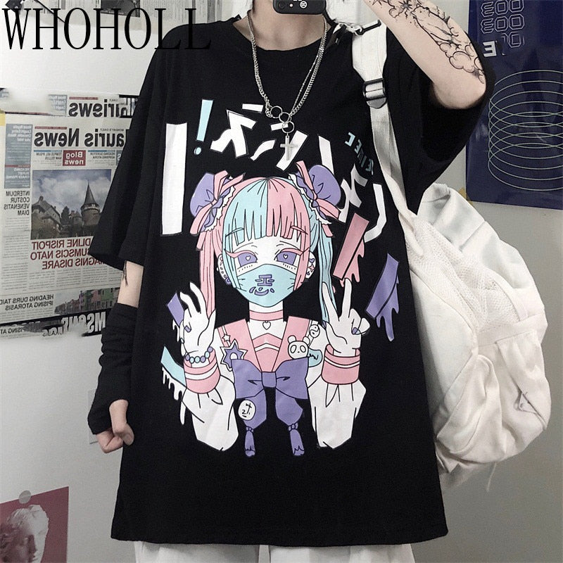 Summer Goth Sexy Female Tee Aesthetic Loose Women T-shirt Punk Dark Grunge Streetwear Ladies Top Gothic Tshirts Harajuku Clothes