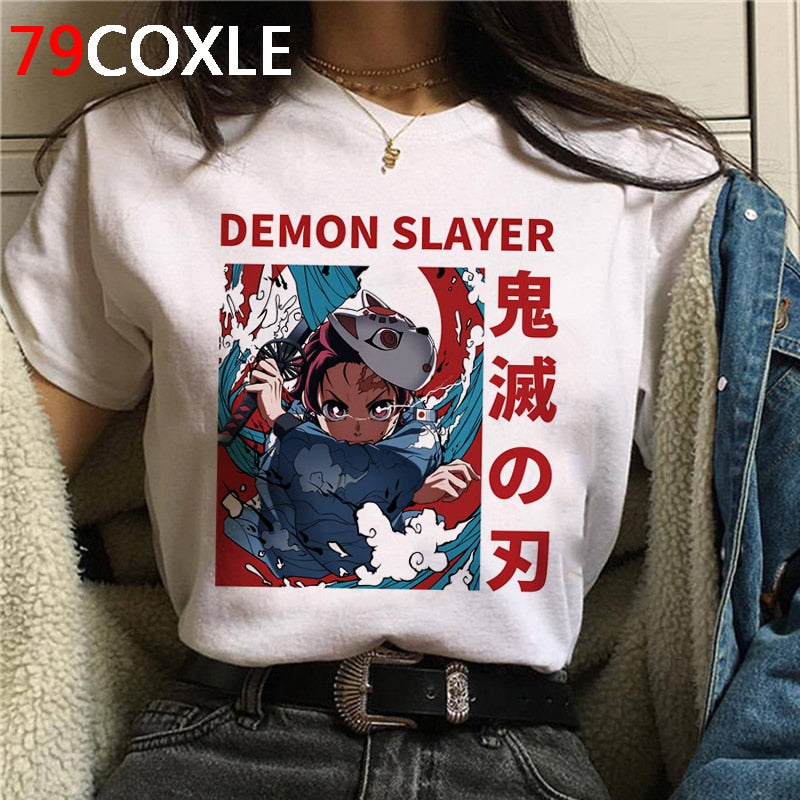 Hot Demon Slayer Funny Cartoon T Shirt Men Fashion Kimetsu No Yaiba T-shirt Graphic Japanese Anime Tshirt Hip Hop Top Tees Male
