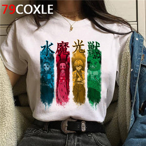 Hot Demon Slayer Funny Cartoon T Shirt Men Fashion Kimetsu No Yaiba T-shirt Graphic Japanese Anime Tshirt Hip Hop Top Tees Male