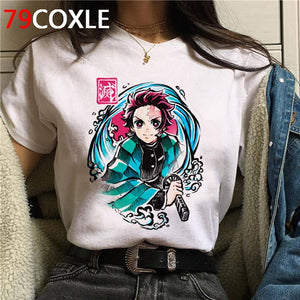 Hot Demon Slayer Funny Cartoon T Shirt Men Fashion Kimetsu No Yaiba T-shirt Graphic Japanese Anime Tshirt Hip Hop Top Tees Male