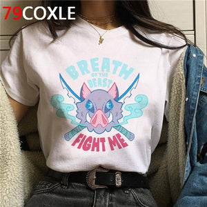 Hot Demon Slayer Funny Cartoon T Shirt Men Fashion Kimetsu No Yaiba T-shirt Graphic Japanese Anime Tshirt Hip Hop Top Tees Male