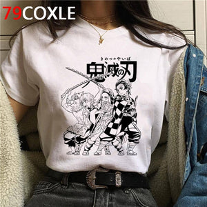 Hot Demon Slayer Funny Cartoon T Shirt Men Fashion Kimetsu No Yaiba T-shirt Graphic Japanese Anime Tshirt Hip Hop Top Tees Male