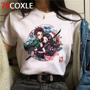 Hot Demon Slayer Funny Cartoon T Shirt Men Fashion Kimetsu No Yaiba T-shirt Graphic Japanese Anime Tshirt Hip Hop Top Tees Male