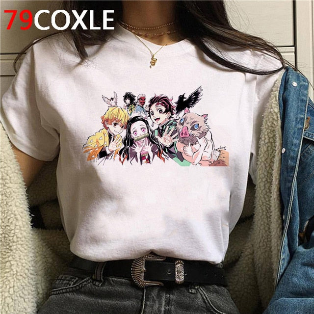 Hot Demon Slayer Funny Cartoon T Shirt Men Fashion Kimetsu No Yaiba T-shirt Graphic Japanese Anime Tshirt Hip Hop Top Tees Male