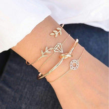 4pcs/Set Bohemian Stone beads chains bracelets Set For Women Metal Heart Round Tassel charm Bangle Fashion Jewelry