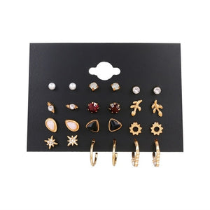 FNIO Women's Earrings Set Pearl Earrings For Women Bohemian Fashion Jewelry 2020 Geometric Crystal Heart Stud Earrings